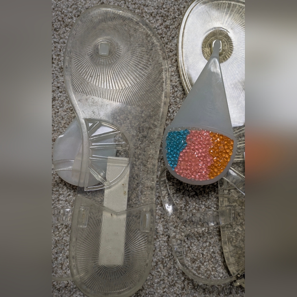 katy Perry Collections Clear Jelly Sandals with Beaded Design - Picture 3 of 4